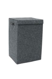 JVL Shadow Fabric Foldable Laundry Hamper with Lid in Grey