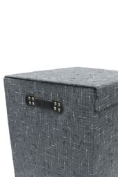 JVL Shadow Fabric Foldable Laundry Hamper with Lid in Grey - thumbnail 4