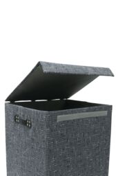 JVL Shadow Fabric Foldable Laundry Hamper with Lid in Grey - thumbnail 5