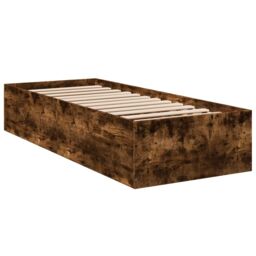 Berkfield Home Bed Frame without Mattress Smoked Oak 75x190 cm Small Single Engineered Wood in Brown - thumbnail 3