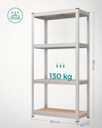 SONGMICS Set of 2 Boltless Garage Shelving Units with 4 Tiers in Silver - thumbnail 3