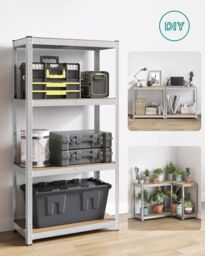 SONGMICS Set of 2 Boltless Garage Shelving Units with 4 Tiers in Silver - thumbnail 6