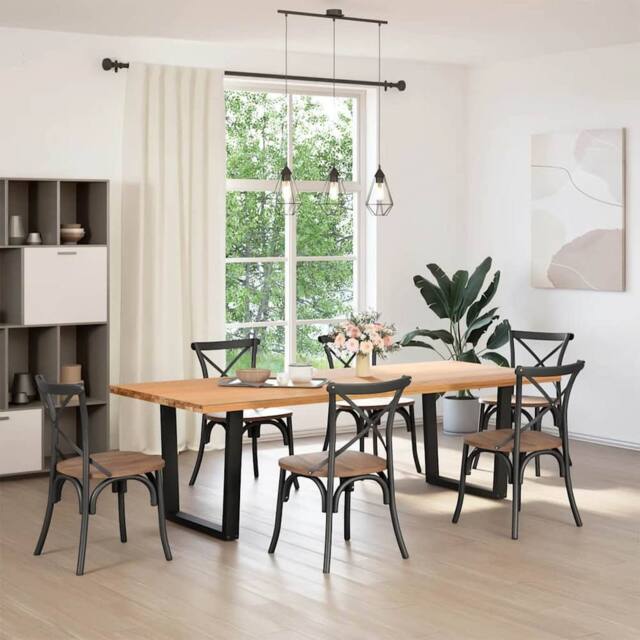 Berkfield Home Dining Table Legs V-Shape 2 pcs Black 80x(72-73.3) cm Steel - image 1