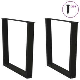 Berkfield Home Dining Table Legs V-Shape 2 pcs Black 80x(72-73.3) cm Steel - thumbnail 4