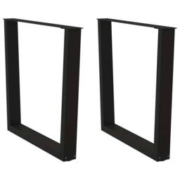 Berkfield Home Dining Table Legs V-Shape 2 pcs Black 80x(72-73.3) cm Steel - thumbnail 2
