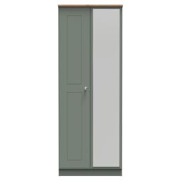 Ready Assembled 2 U Albert Tall 2 Door Mirrored Wardrobe (Ready Assembled) in Pale Green - thumbnail 1