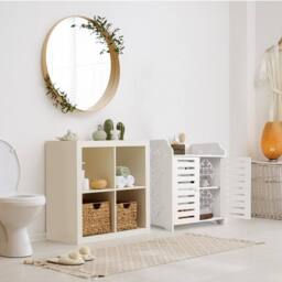 Dprodo PVC Wood Plastic Shoe Storage Cabinet in Cool White - Size: 1 Pack - thumbnail 4