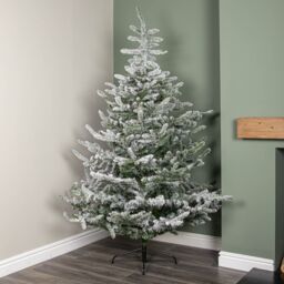 Samuel Alexander 7ft (2.1m) Snowy Green & White Everlands Liberty Spruce Christmas Tree with Metal Stand - thumbnail 1