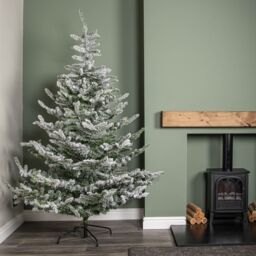 Samuel Alexander 7ft (2.1m) Snowy Green & White Everlands Liberty Spruce Christmas Tree with Metal Stand - thumbnail 2