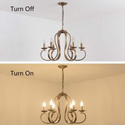 Garwarm 6-Light Candle Bronze Retro Iron Pendant Chandelier Adjustable Height Ceiling Light in Metallic Gold - thumbnail 3