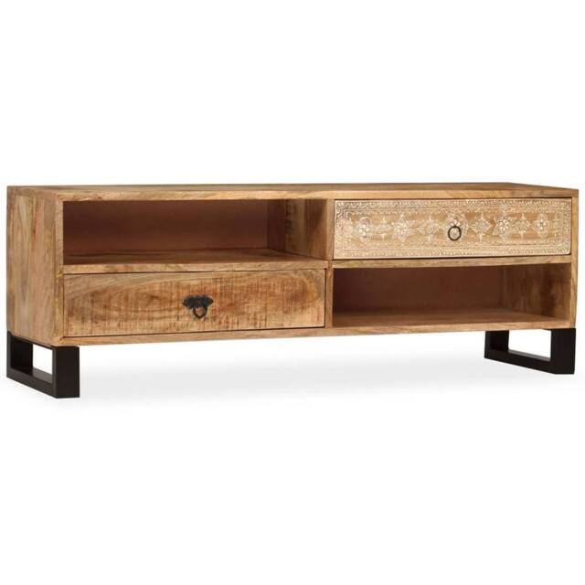 Berkfield Home TV Cabinet Solid Mango Wood 120x30x40 cm in Brown - Size: 120 x 30 x 40 cm