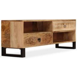 Berkfield Home TV Cabinet Solid Mango Wood 120x30x40 cm in Brown - Size: 120 x 30 x 40 cm - thumbnail 2