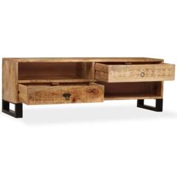 Berkfield Home TV Cabinet Solid Mango Wood 120x30x40 cm in Brown - Size: 120 x 30 x 40 cm - thumbnail 4