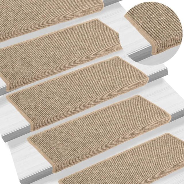 Berkfield Home Stair Mats Self-adhesive 15 pcs Dark Beige 65x21x4 cm - Size: Medium - image 1