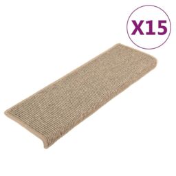 Berkfield Home Stair Mats Self-adhesive 15 pcs Dark Beige 65x21x4 cm - Size: Medium - thumbnail 3