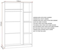 Seconique Portland 3 Door Wardrobe in Grey - thumbnail 6