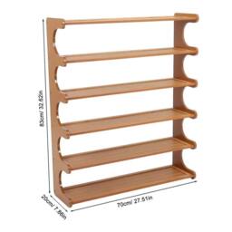KORVIXA 6 Tier Wooden Bamboo Shoe Rack in Brown - Size: 100 cm - thumbnail 2