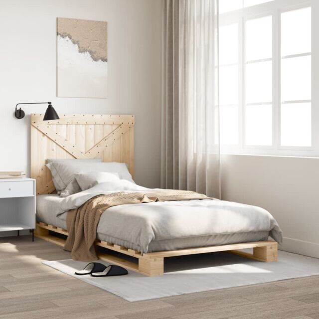 Berkfield Home Bed Frame without Mattress with Headboard 100x200 cm Solid Wood in Brown - image 1