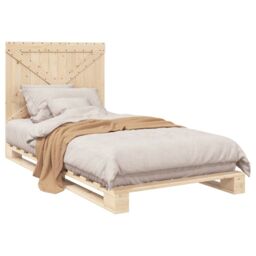 Berkfield Home Bed Frame without Mattress with Headboard 100x200 cm Solid Wood in Brown - thumbnail 4