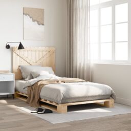 Berkfield Home Bed Frame without Mattress with Headboard 100x200 cm Solid Wood in Brown - thumbnail 1