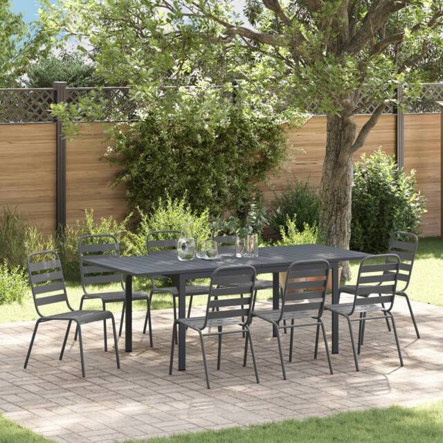 Berkfield Home 9 Piece Garden Dining Set Anthracite Steel - image 1