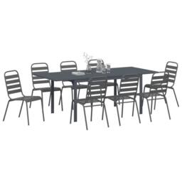 Berkfield Home 9 Piece Garden Dining Set Anthracite Steel - thumbnail 3