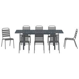 Berkfield Home 9 Piece Garden Dining Set Anthracite Steel - thumbnail 7
