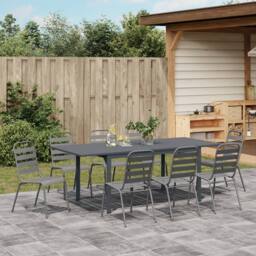 Berkfield Home 9 Piece Garden Dining Set Anthracite Steel - thumbnail 4