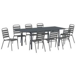 Berkfield Home 9 Piece Garden Dining Set Anthracite Steel - thumbnail 2