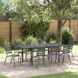 Berkfield Home 9 Piece Garden Dining Set Anthracite Steel - thumbnail 1