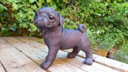 Inspirational Gifting Pug Dog Sculpture Garden Ornament in Bronze