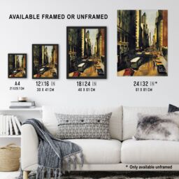 "Artery8 5th Avenue 1950s Painting Vintage Cars New York Framed Art Print in Brown - Size: W12"" x H16""" - thumbnail 3