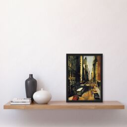 "Artery8 5th Avenue 1950s Painting Vintage Cars New York Framed Art Print in Brown - Size: W12"" x H16""" - thumbnail 4