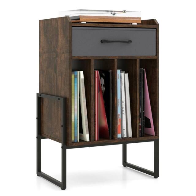 Havendro Record Player Stand with Drawer Vinyl Holder Display Shelf Brown - image 1