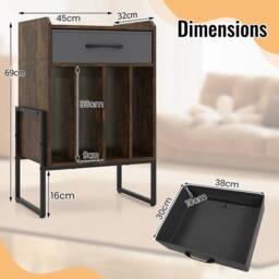 Havendro Record Player Stand with Drawer Vinyl Holder Display Shelf Brown - thumbnail 2