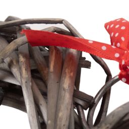 Red Hamper Wicker Wide Heart Wreath With Red Spotty Ribbon in Grey - thumbnail 4