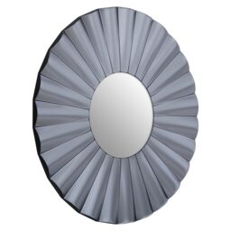 Orsina Contemporary Round Silver Wall Mirror, Sculptural Decorative Mirror with Radial Pattern, Statement Wall Décor in Grey - thumbnail 2