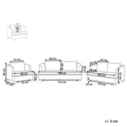 Wyld and Coco 6-Seater Brown Chenille Sofa Set with Round Eucalyptus Wood Legs - thumbnail 3