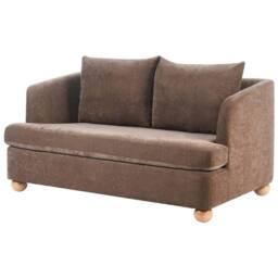 Wyld and Coco 6-Seater Brown Chenille Sofa Set with Round Eucalyptus Wood Legs - thumbnail 5