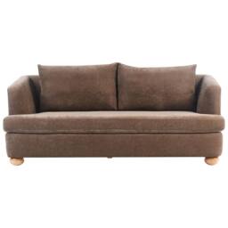 Wyld and Coco 6-Seater Brown Chenille Sofa Set with Round Eucalyptus Wood Legs - thumbnail 7