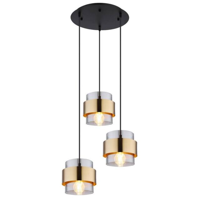Netlighting Milley Cluster Pendant Ceiling Light Matt Black Glass Shade 3x E27 in Gold - image 1