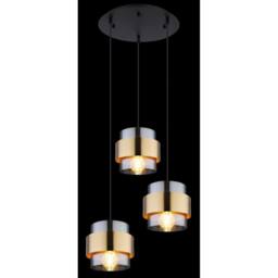 Netlighting Milley Cluster Pendant Ceiling Light Matt Black Glass Shade 3x E27 in Gold - thumbnail 3