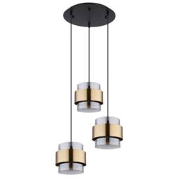 Netlighting Milley Cluster Pendant Ceiling Light Matt Black Glass Shade 3x E27 in Gold - thumbnail 2