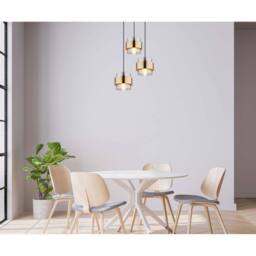 Netlighting Milley Cluster Pendant Ceiling Light Matt Black Glass Shade 3x E27 in Gold - thumbnail 5