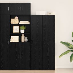 Berkfield Home Highboard Black Oak 40x42.5x185 cm Engineered Wood - thumbnail 1