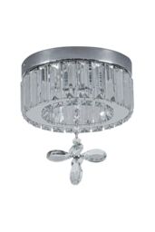 H&O Direct Modern Round Crystal Ceiling Light with Crystal Pendant in Silver - thumbnail 5
