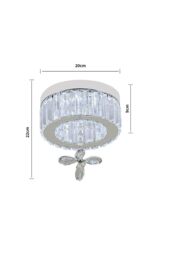 H&O Direct Modern Round Crystal Ceiling Light with Crystal Pendant in Silver - thumbnail 3