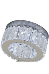 H&O Direct Modern Round Crystal Ceiling Light with Crystal Pendant in Silver - thumbnail 4
