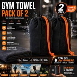 NESTLUNE Large Microfiber Towel 2Pcs Gym Beach Swim Camping in Black - thumbnail 6