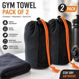NESTLUNE Large Microfiber Towel 2Pcs Gym Beach Swim Camping in Black - thumbnail 2